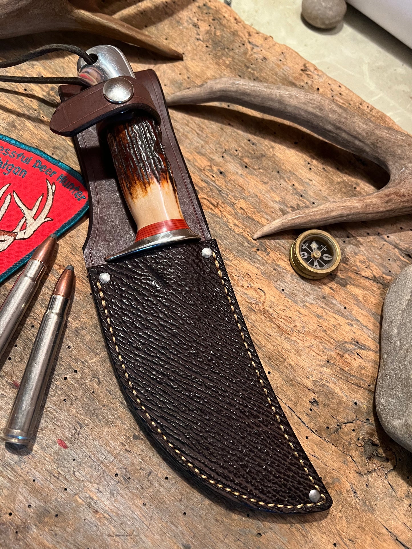 Fox River AAA 120 year old stag Aluminum Butt Shark Sheath