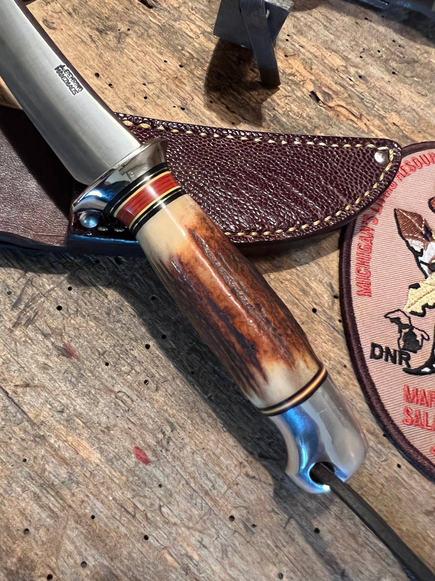 Treeman Trout & Bird 3 3/4" Blade AEB-L Stainless Stag Aluminum