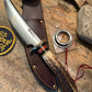 Treeman 6" Skull fighter brass , Stag , tie down sheath