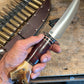 Treeman Double Skull Fighter 7 3/4" Blade NS Horse Hide Crotch Stag Lanyard