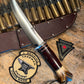 Treeman Double Skull Fighter 7 3/4" Blade NS Horse Hide Crotch Stag Lanyard