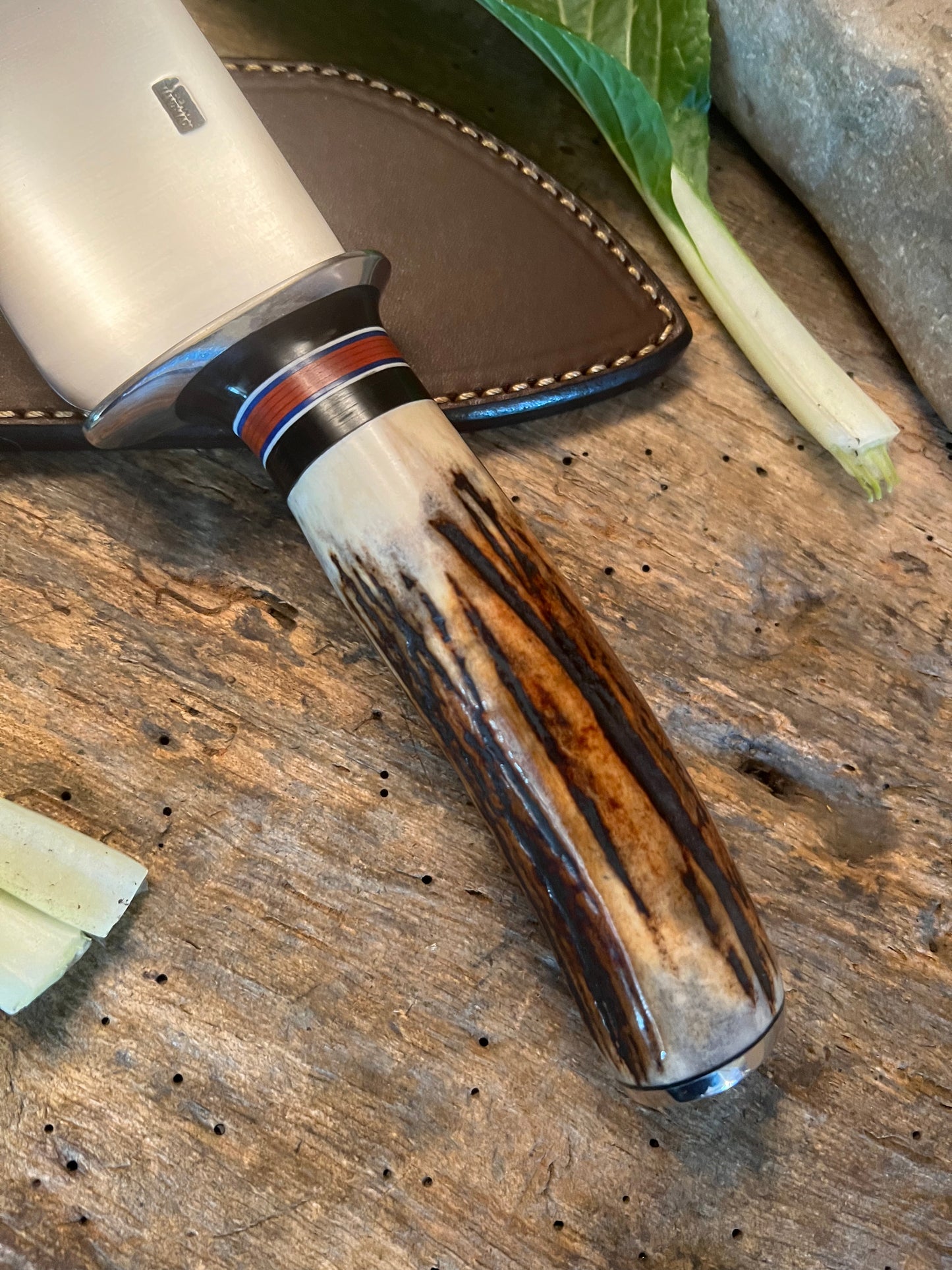 Treeman Hand Made Santoku Chefs knife Sambar Stag AEB-L stainless Steel.