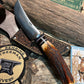 Treeman 4 1/4" AEB-L Stainless Woody 120 Year old German Red Stag Ivory cap Giraffe sheath