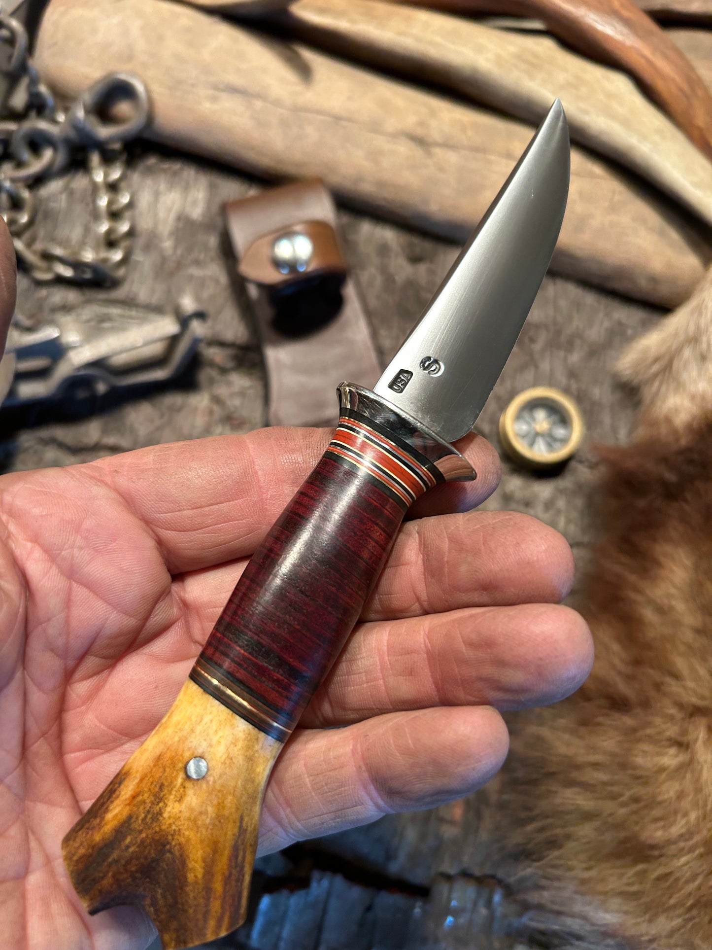 Treeman Knives Trout Knife AEB-L Stainless NS Horse Crotch Beaver