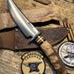 J. Behring DBL Skull fighter 7" NS Finger grip Stag Shark Sheath