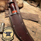 J. Behring Triditional Big Fat Camp Knife Horsehide Crown Stag Pancake sheath