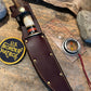 Treeman 6" Skull fighter brass , Stag , tie down sheath