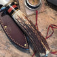 Treeman 6" Skull fighter brass , Stag , tie down sheath