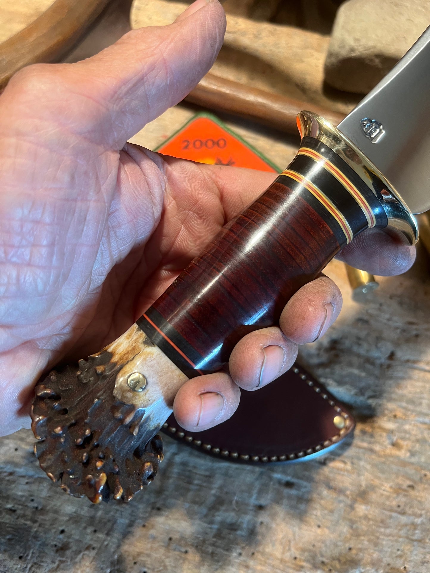 Woodcraft 5 1/2" Blade Super Duty Horsehide Crown Stag