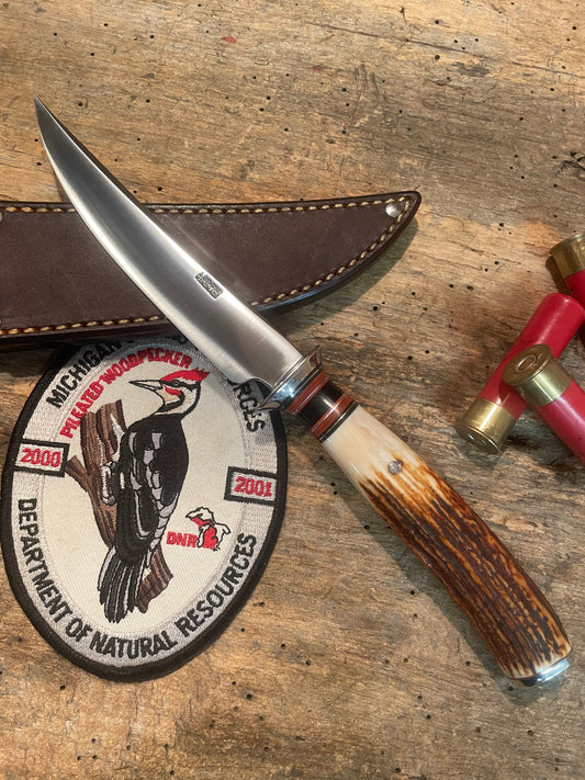 J.Behring Handmade Stainless Red Stag Deer & Trout 5"